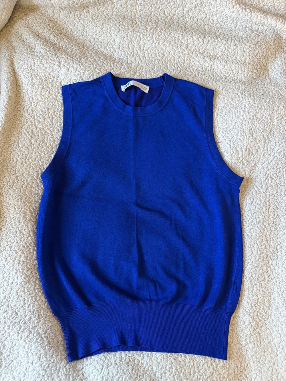 Zara Cobalt Blue Sleeveless Crew Neck Knit